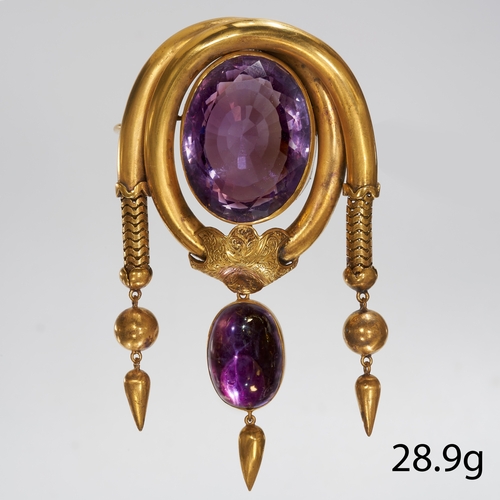 86 - LARGE AMETHYST AND DIAMOND PENDANT NECKLACE,
17.4 grams,15 ct. gold.
Large rich and vibrant amethyst... 