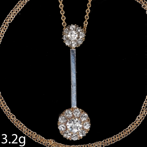 15 - ANTIQUE DIAMOND CLUSTER PENDANT NECKLACE,
High carat gold.
Diamonds bright and lively.
L. pendant 3 ... 