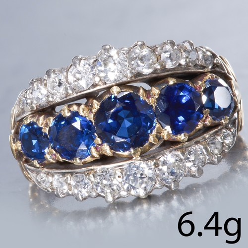 71 - SAPPHIRE AND DIAMOND RING.
Set with vibrant sapphires totalling approx. 2.44 ct.
Bright and lively d... 