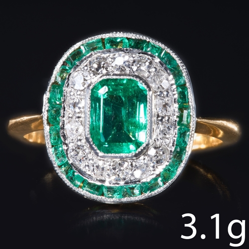 237 - ART DECO EMERALD AND DIAMOND RING.
3.1 grams, 18 ct. gold.
set with vibrant rich green colour emeral... 