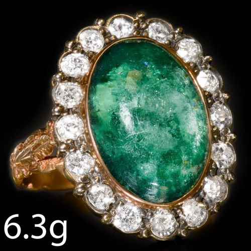 247 - LARGE EMERALD AND DIAMOND CLUSTER RING,
6.3 grams, testing 14 ct. gold.
Gemstones totalling approx. ... 