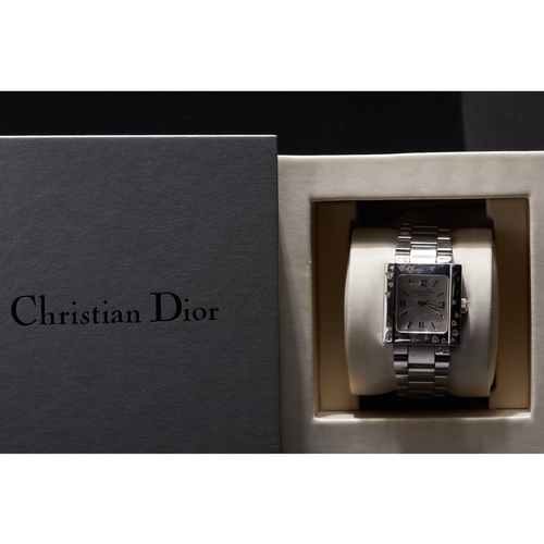 174 - CHRISTIAN DIOR 'RIVA' DIAMOND WRISTWATCH, 
Dial signed Dior Paris. 
The bezel set with diamonds. 
Qu... 