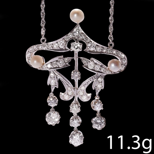 20 - BELLE EPOQUE PEARL AND DIAMOND PENDANT NECKLACE
11.3 grams, testing 18 ct. gold and platinum,
Diamon... 
