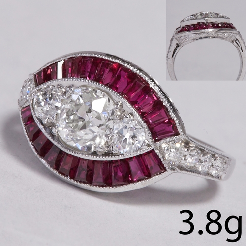 45 - RUBY AND DIAMOND CLUSTER RING,
3.8 grams, 18 ct. gold.
Gemstones totalling approx. 1.50 ct.
Diamonds... 