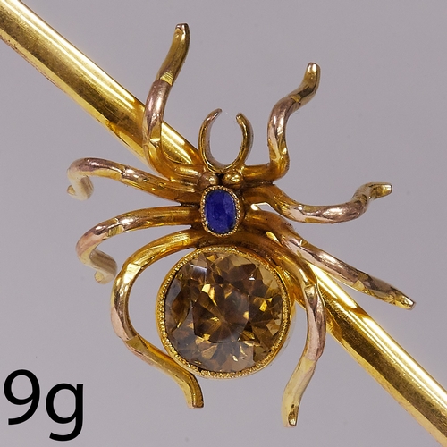 104 - ANTIQUE CITRINE AND SAPPHIRE GOLD SPIDER BROOCH
9 grams.
vibrant citrine and sapphire with no abrasi... 