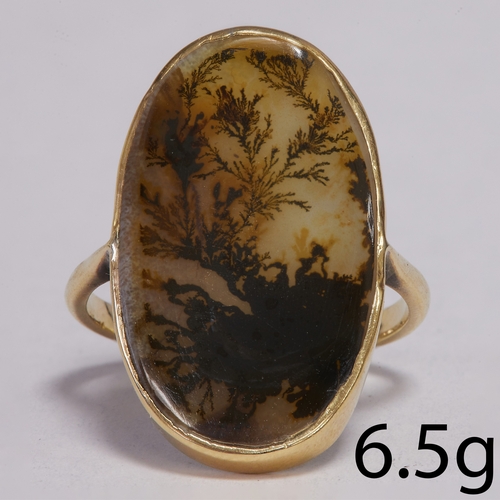 182 - DENDRITIC AGATE GOLD RING
6.5 grams.
Head of approx. 27 x 16 mm.
Size: Q
