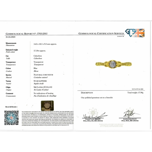 193 - IMPRESSIVE CERTIFICATED ANTIQUE CEYLON BLUE STAR SAPPHIRE BRACELET
High carat gold.
Large vibrant 17... 