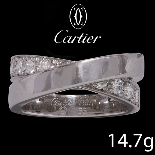 166 - CARTIER, NOUVELLE VAGUE DIAMOND RING,
14.7 grams, 18 ct. gold.
Diamonds bright and lively.
Signed Ca... 