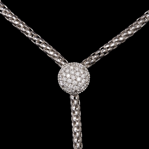 169 - FOPE, DIAMOND NECKLACE, 
18.9 grams, 18 ct. gold. 
The necklace with a diamond set slider. 
Signed F... 