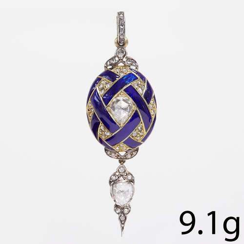 183 - ANTIQUE VICTORIAN HOLBEINESQUE DIAMOND AND ENAMEL PENDANT, 
9.1 grams. In high carat gold and silver... 