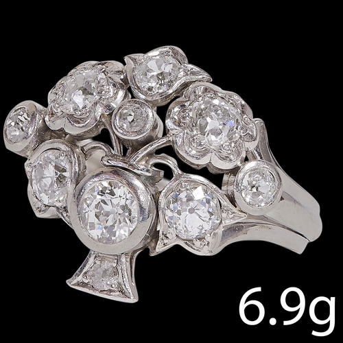 196 - DIAMOND GIARDINETTO RING,
6.9 grams, Platinum.
Diamonds totalling approx. 1.90 ct. H-J colour, VS/SI... 