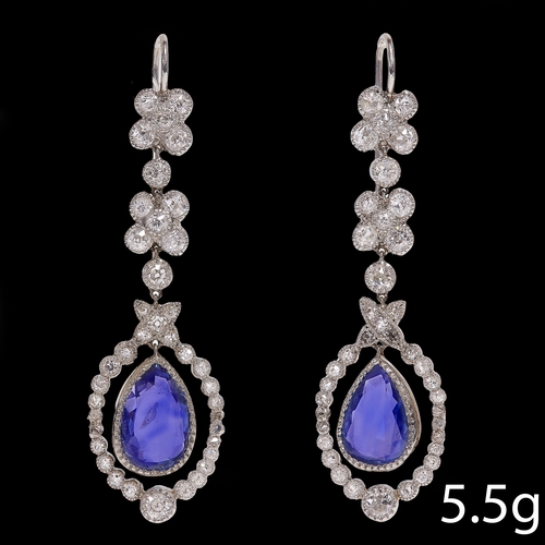 84 - FINE BELLE EPOQUE SAPPHIRE AND DIAMOND EARRINGS 
5.5 grams high carat gold 
vibrant matching sapphir... 