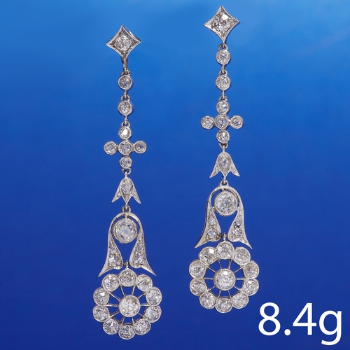 1 - FINE PAIR OF BELLE EPOQUE DIAMOND EARRINGS
8.4 grams, 18 ct. and Platinum 
bright lively old cut dia... 