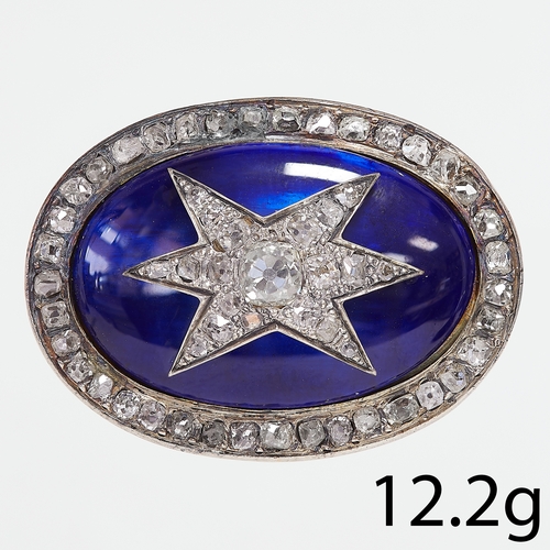 139 - ANTIQUE ENAMEL AND DIAMOND BROOCH,
12.2 grams.
Diamonds bright and lively, totalling approx. 2.80 ct... 