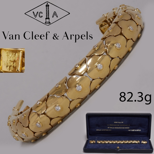 141 - VAN CLEEF & ARPELS, RARE AND POSSIBLY UNIQUE DIAMOND BRACELET,
82.3 grams, 18 ct. gold.
The centre s... 