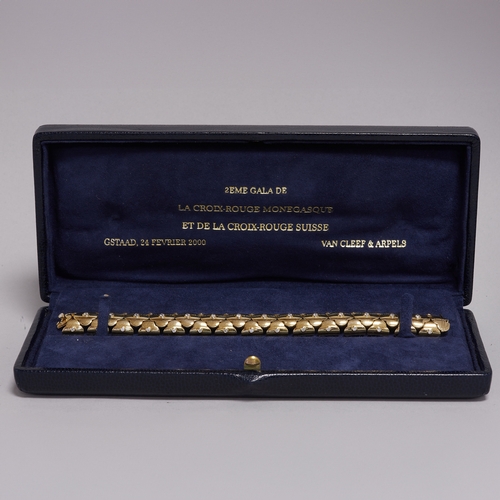 141 - VAN CLEEF & ARPELS, RARE AND POSSIBLY UNIQUE DIAMOND BRACELET,
82.3 grams, 18 ct. gold.
The centre s... 