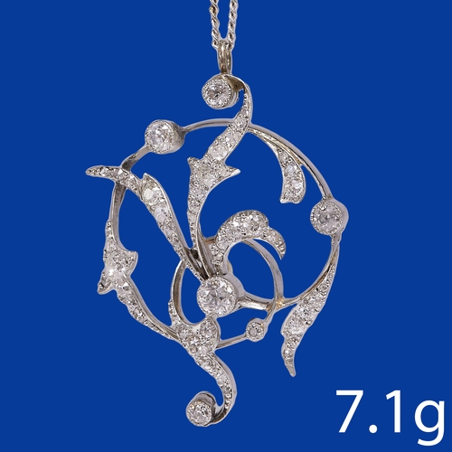 226 - BELLE EPOQUE DIAMOND PENDANT,
7.1 grams, testing platinum.
Diamonds bright and lively.
L. pendant 3.... 