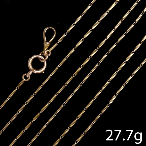 55 - UNUSUAL RUSSIAN GOLD LONG GUARD CHAIN,
27.7 grams, High carat gold.
Russian makers mark and indistin... 