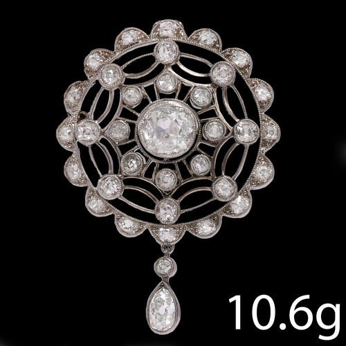 144 - ELEGANT BELLE EPOQUE DIAMOND BROOCH 
10.6 grams. platinum 
bright lively diamonds, in our opinion I-... 