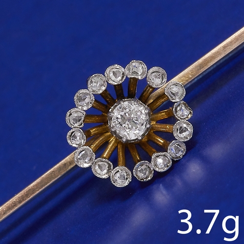 196 - EDWARDIAN DIAMOND CLUSTER BROOCH,
3.7 grams, High carat gold.
Diamonds bright and lively.
W. 4.6 cm.