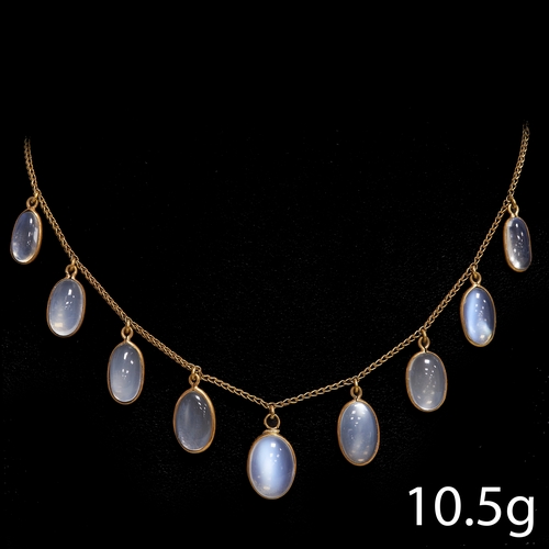 199 - ANTIQUE MOONSTONE NECKLACE 
10.5 grams 
vibrant matching moonstones. 
L 42 cm