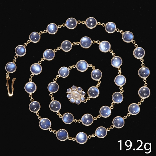 76 - GOLD MOONSTONE NECKLACE 
19.2 grams high carat gold 
vibrant matching moonstones 
L 44 cm