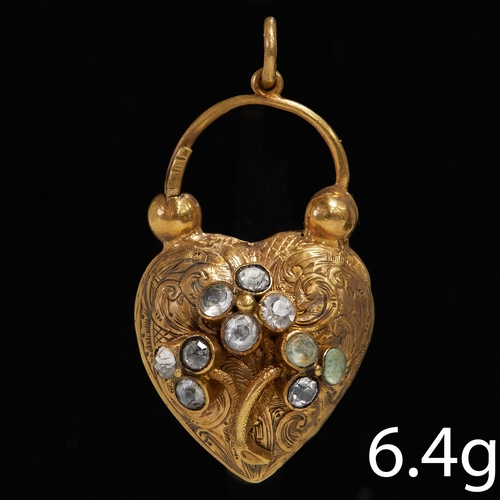 27 - ANTIQUE HEART LOCKET PENDANT CLASP,
6.4 grams,
Fine engraved.
Locket back.
L. 3.8 cm.