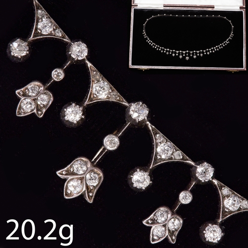 3 - IMPRESSIVE VICTORIAN DIAMOND NECKLACE. 
20.2 grams.
Diamonds bright and lively.
The necklace can unh... 