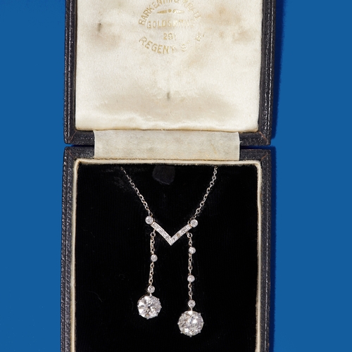 62 - EDWARDIAN DIAMOND NEGLIGE NECKLACE, 
Diamonds totalling approx. 2.50 ct.
Largest diamond approx. 1.1... 