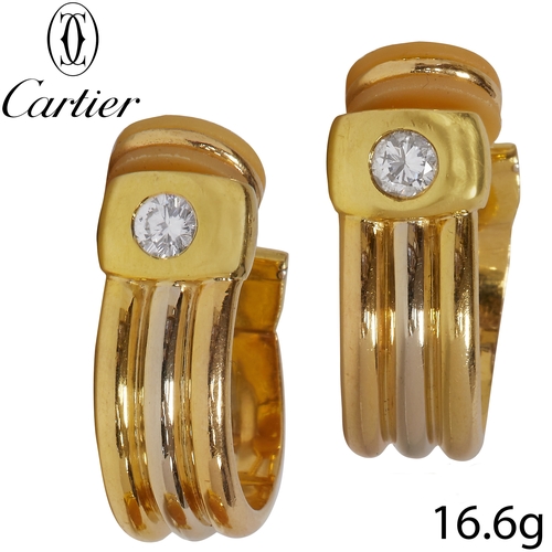 208 - CARTIER, PAIR OF DIAMOND TRINITY EARRINGS,
16.6 grams, 18 ct. gold.
Bright and lively diamonds.
Sign... 