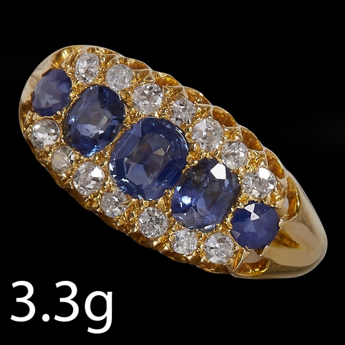 27 - SAPPHIRE AND DIAMOND RING,
3.3 grams, high carat gold.
Size K 1/2.