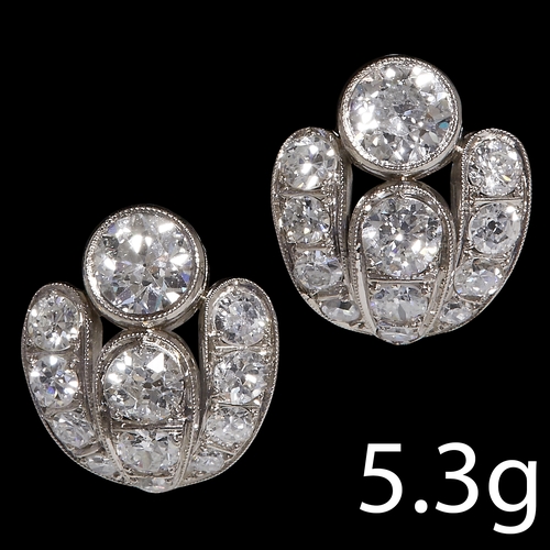 7 - PAIR OF ART-DECO DIAMOND EARRINGS,
5.3 grams, Testing high carat gold.
Diamonds totalling approx. 2.... 