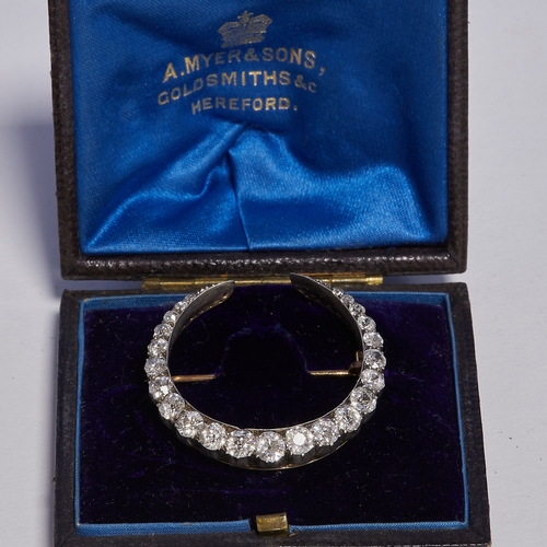 97 - A LARGE VICTORIAN DIAMOND CRESCENT BROOCH 
6.1 Grams.
Diamonds bright and lively, est. 4.20 ct. 
L 3... 