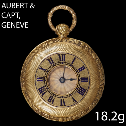 214 - AUBERT & CAPT, GENEVE. POCKET WATCH,
18.2 grams, 18 ct. gold.
Key winding.
The pocket watch with fin... 