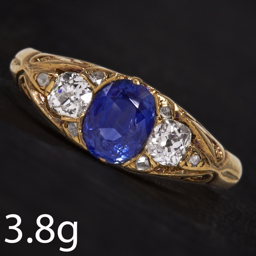 69 - SAPPHIRE AND DIAMOND RING,
3.8 grams, 18 ct. gold.
Size N 1/2.