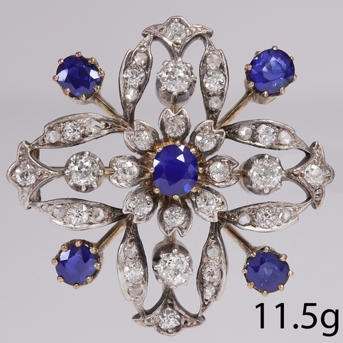 125 - VICTORIAN SAPPHIRE AND DIAMOND BROOCH,
11.5 grams.
Gemstones totalling approx. 3.90 ct.
Vibrant blue... 