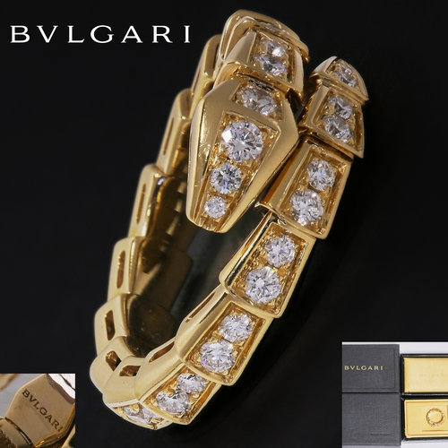 207 - BVLGARI DIAMOND SERPENTI VIPER RING 
6.2 grams, 18 ct. gold.
signed and numbered 
bright lively diam... 