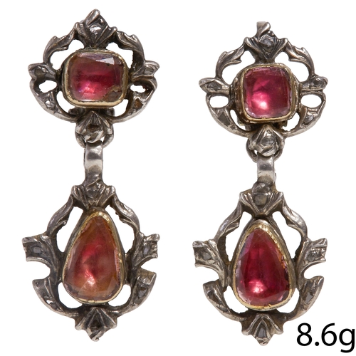 49 - PAIR OF GEORGIAN 18TH CENTURY DIAMOND EARRINGS,
8.6 grams.
Foiled back paste centre stones.
Diamond ... 