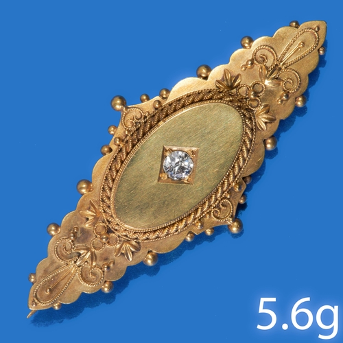 67 - VICTORIAN DIAMOND BROOCH,
5.6 grams, 15 ct. gold.
Diamond bright and lively.
Locket back.
W. 4.7 cm.... 