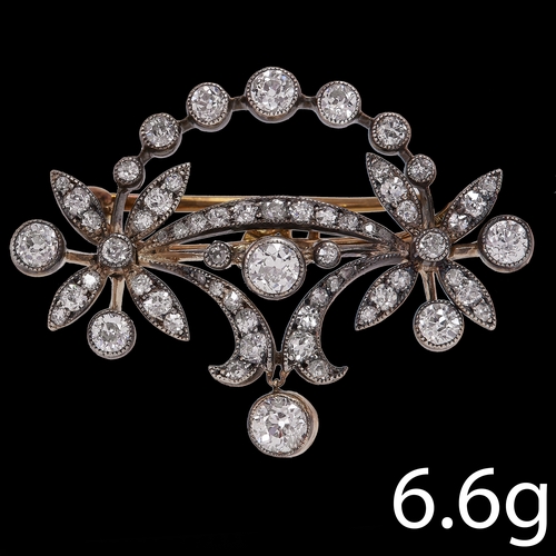 29 - BELLE EPOQUE DIAMOND BROOCH,
6.6 grams High carat gold and silver.
Diamonds bright and lively, total... 