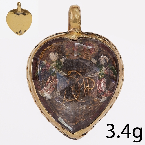 5 - RARE 17TH CENTURY STUART CRYSTAL HEART PENDANT,
3.4 grams, high carat gold.
Decorated with multi col... 