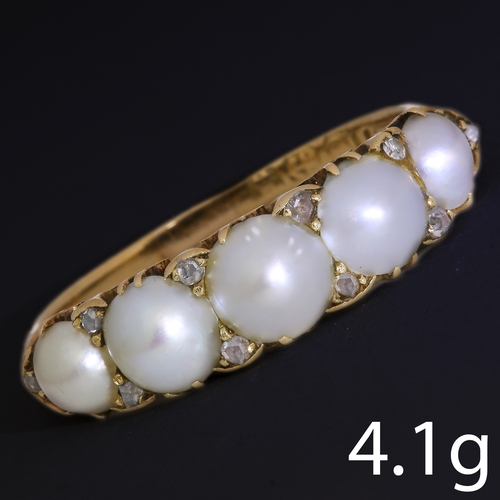 11 - ANTIQUE PEARL AND DIAMOND CLUSTER RING,
4.1 grams, 18 ct. gold. Fully British hallmarked.
Largest pe... 