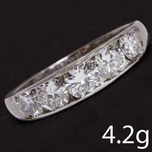 23 - DIAMOND 5-STONE RING
4.2 grams, testing 18 ct. gold.
Diamonds totalling approx. 1.43 ct.
Diamonds br... 