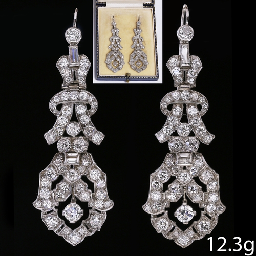 31 - FINE PAIR OF ART DECO DIAMOND EARRINGS,
12.3 grams, testing high carat gold.
Diamonds bright and liv... 