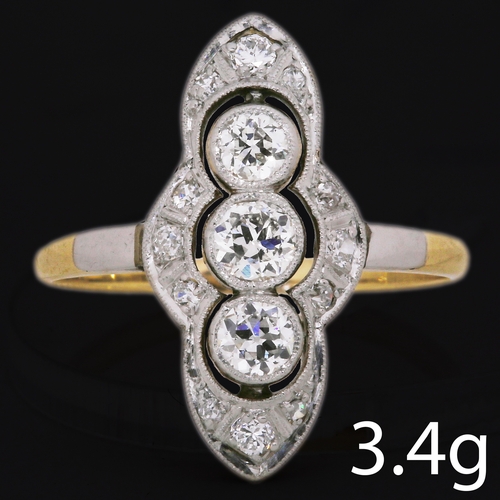 33 - EDWARDIAN DIAMOND UP-FINGER RING,
3.4 grams, testing high carat gold and platinum.
Diamonds bright a... 