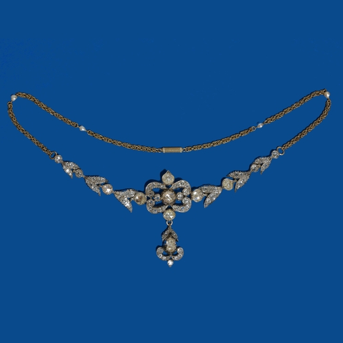 22 - FINE GEORGIAN DIAMOND NECKLACE,
22.4 grams.
Bright and lively old and rose cut diamonds, totalling a... 