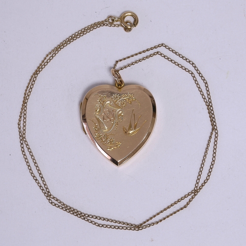 46 - VICTORIAN GOLD HEART LOCKET PENDANT NECKLACE 
6.2 grams 15 ct. 
pendant length 3.5 cm 
chain length ... 