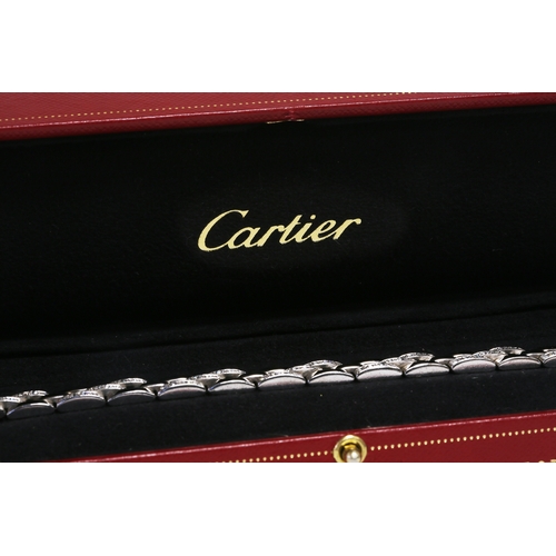 26 - CARTIER MAILLON PANTHERE D3-ROW DIAMOND BRACELET, 
41.7 grams, 18 ct. gold.
set with 100 diamonds.
S... 