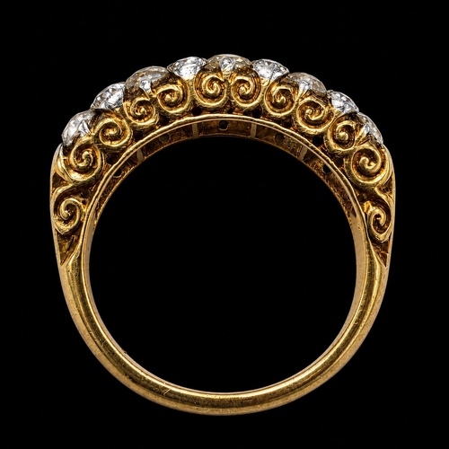 110 - FINE DIAMOND 5-STONE RING,
6.9 grams, testing high carat gold.
Diamonds bright and lively, totalling... 