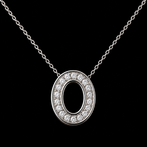 79 - LOVELY DOUBLE SIDED DIAMOND PENDANT WITH NECKLACE,
14.6 grams, testing 18 ct. gold.
Bright and livel... 
